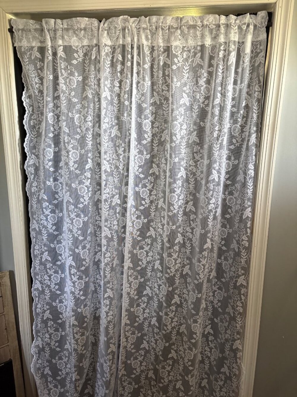 Floral Lace Curtain Panel 54" W x 72" L White Sheer Romantic Window Treatment